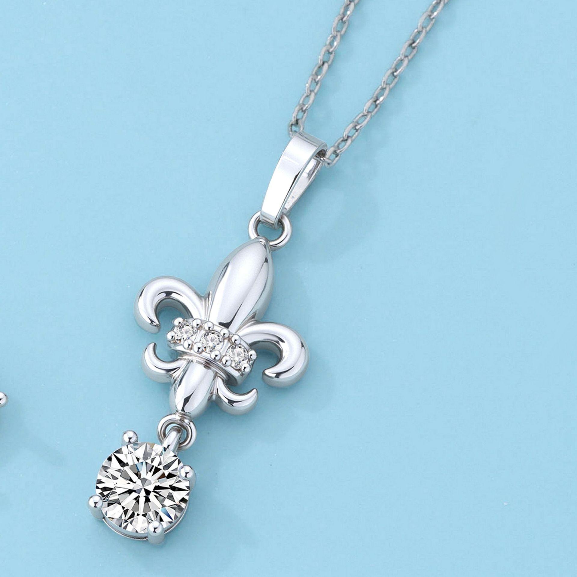 Elegant Iris Zircon Stud Earrings And Necklace Set Sophisticated Clavicle Chain Jewelry For Women