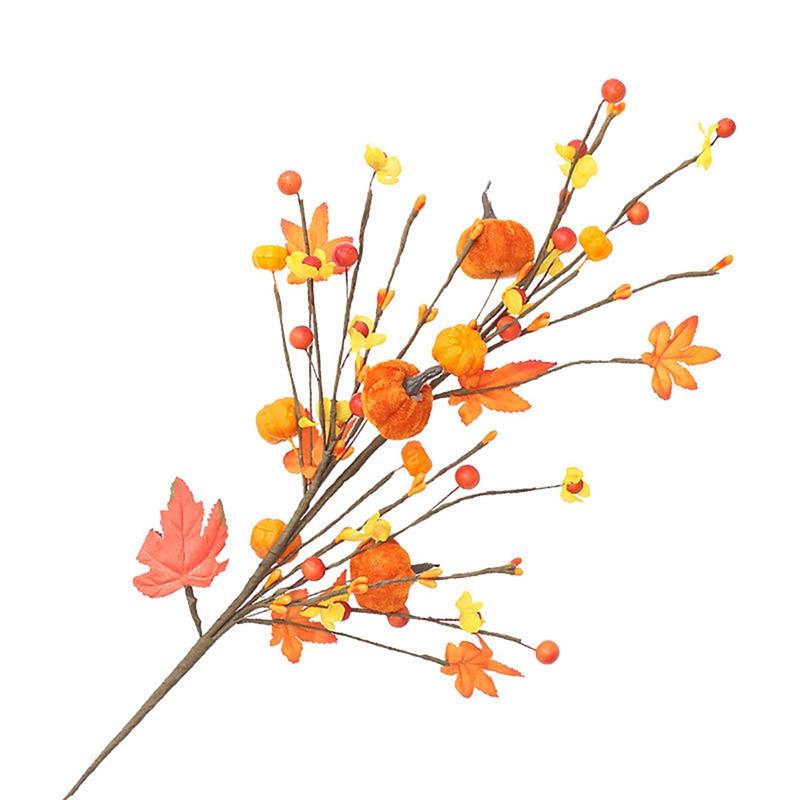 Thanksgiving Harvest Decoration Accessories Artificial Maple Leaf  Berry Stems Fake Flower Plants Centerpieces For Tables
