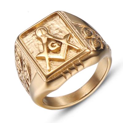 Hip Hop Bling Stainless Steel Freemasons Masonic AG Square Finger Rings for Men Rock Jewelry Size 7-15