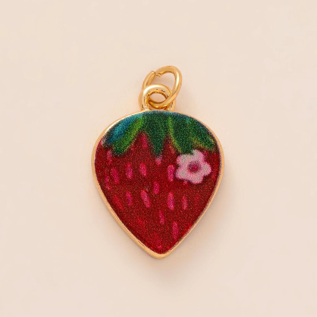 Dopamine Pendant Necklace, DIY Fruit Food Love Pendant, Copper Material, Gold-plated, Color Preserving