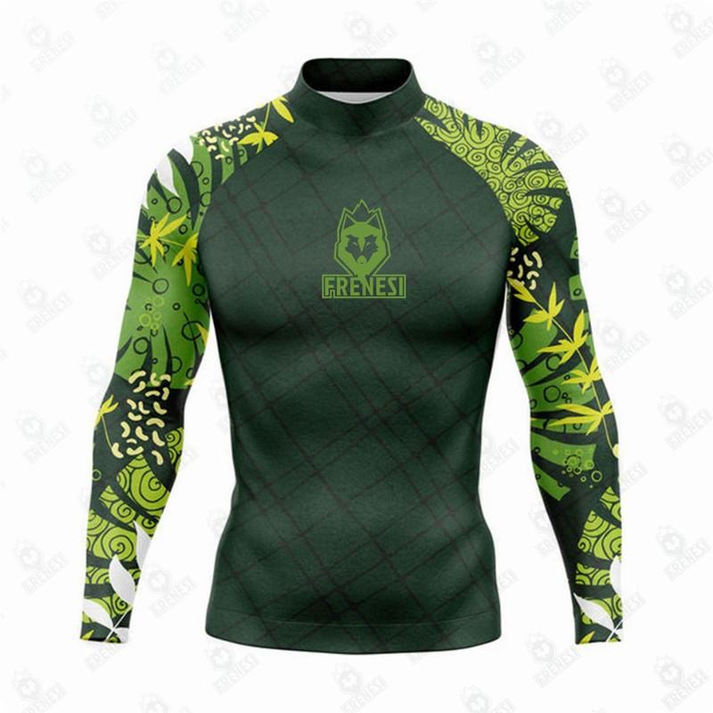 FRENESI Herren UPF 50 Langarm Rash Guard Surfen Tauchen Schwimmen UV-Schutz Schnelltrocknend Neoprenanzug Oberteil
