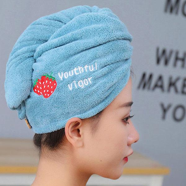 WTEMPO 1PC Women's Winter Dry Hair Cap Absorbent Shower Cap Hair Washing Quick Drying Embroidered Towel Female Thickened Hair Towels
