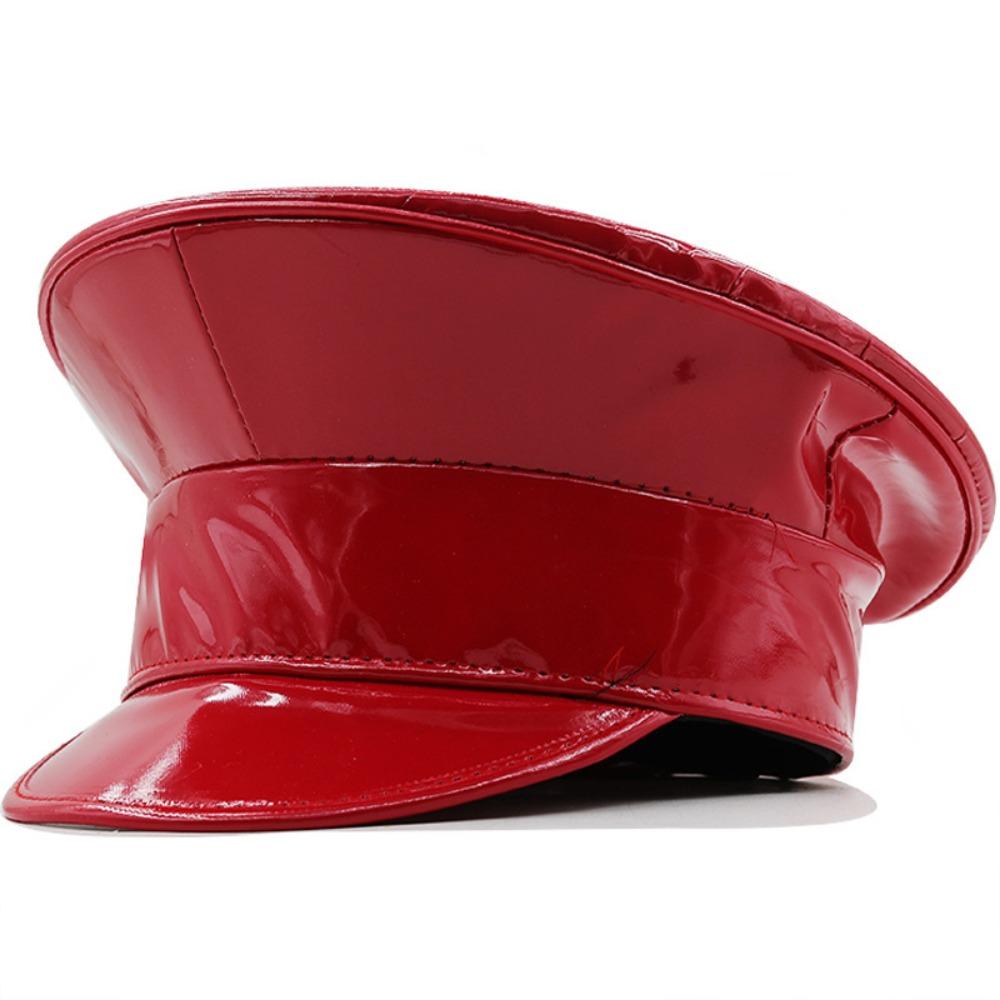 Summer Hat PU Leather Laser Hats Waterproof Sunscreen Leather Beret UV Protection Flat Caps Party Hat Cosplay Show