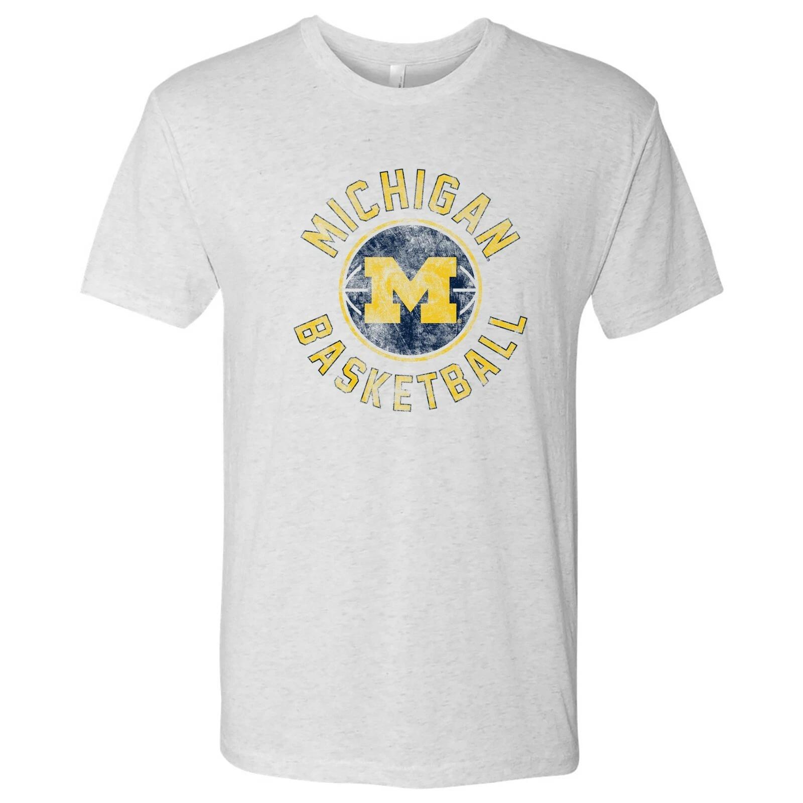 Michigan Wolverines Basketball Distress Triblend T-Shirt - Heather White M