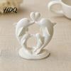 3D Printed Pla Art for Bedroom Dolphin Family of Four Ornament with Heart Design Minimalist Small Figurines Photo Props Desktop Animal Sculpture Home