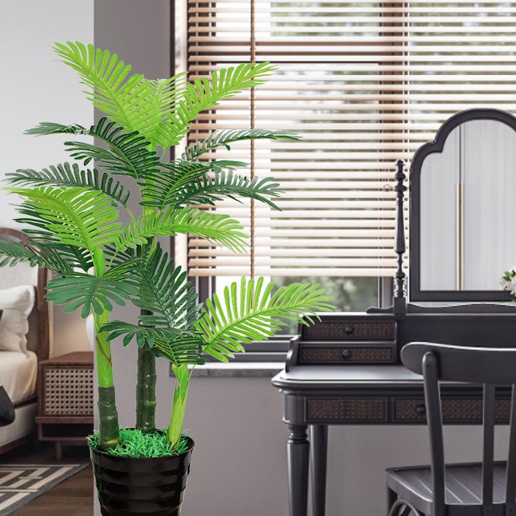 Große künstliche Fischschwanzpalme als Zimmerpflanze | Indoor-Kunstgrün für die Wohnzimmerdekoration