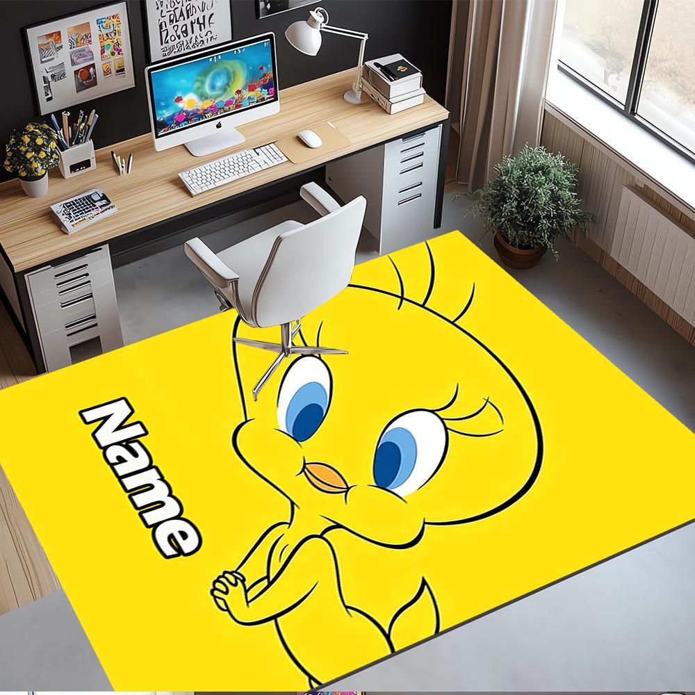 Custom Name Tweety Bird Printed Carpet,Rug for Office Chair Living Room Bedroom Kitchen Room Decor Gifts.