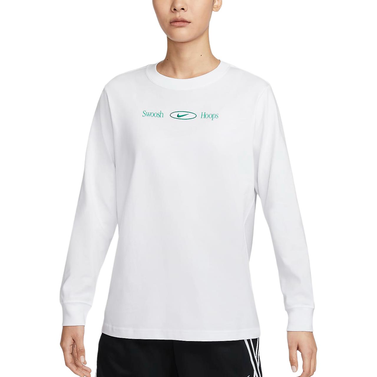 

Nike Sportswear Printed Loose Fit Crew Neck Long Sleeve T-Shirt Women tops White FZ3489-100 L