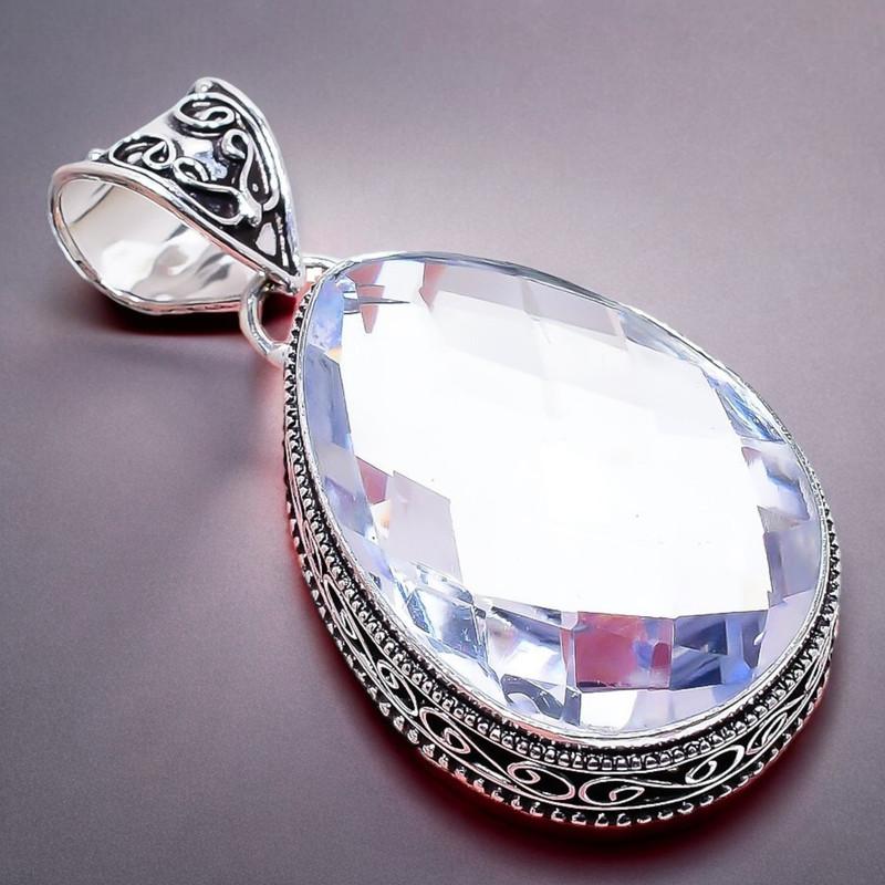 Iolit Kwarc Kamień Szlachetny Ręcznie Robiony Srebro Próby 925 Biżuteria Wisiorek 2.17" AH-749