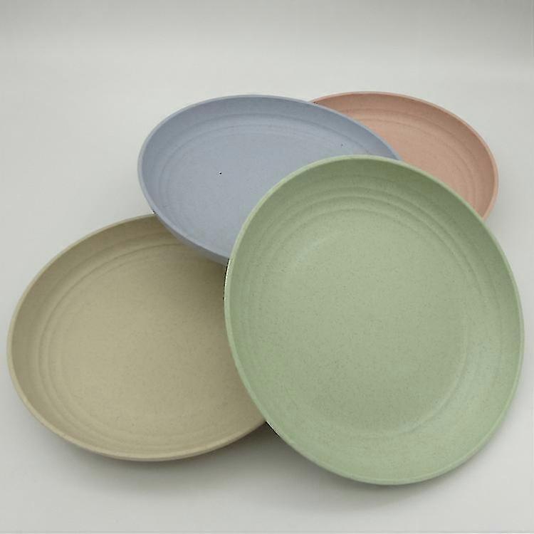 Biodegradable Bamboo Plates in Blue, Green, Pink & Beige, 20cm Diameter, Eco-Friendly Disposable Tableware for Parties & Events