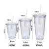 350/450/650ml Clear Tumbler Smoothie Cup Transparent with Lid and Straw Iced Coffee Cup Plastic Double-Layer Water Bottle Milk