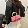 Fresh Splicing Belt Decoration 2025 New Women's Texture Large Capacity Metal Portable Crossbody Shoulder Armpit Bag