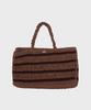 Slowslowly Moroccan Handmade Crochet Stripe Wide Tote Bag _ Brown