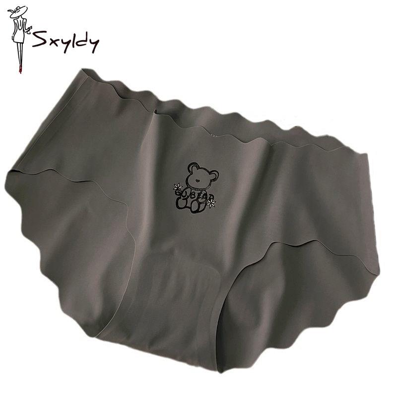 Thin Bear Printed Ice Silk No Trace Panties Breathable Women's Panties