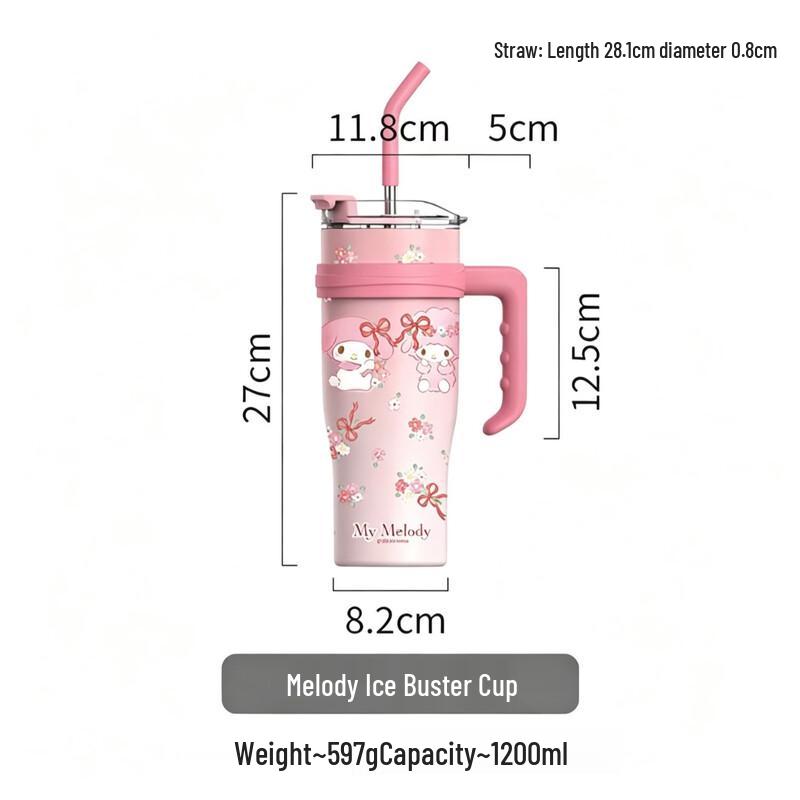 Cute Cartoon Stainless Steel Insulated Tumbler with Straw and Handle