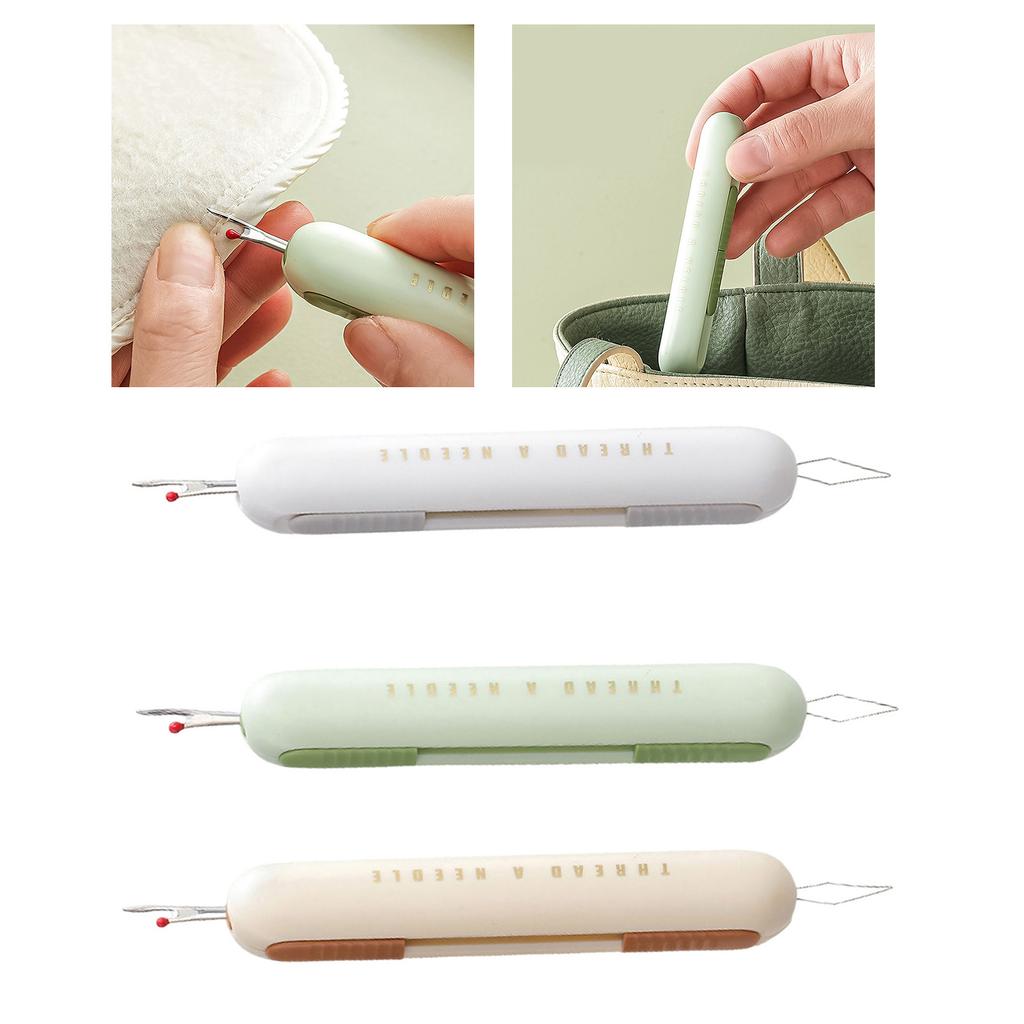 2-in-1 Needle Threader Seam Ripper Retractable Seam Ripper Practical Thread Remover for Sewing Crafting Thread Removing