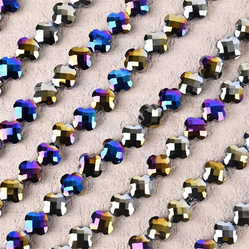 Electroplated Four-Leaf Clover Sherpa Beaded Jewelry Accessories for DIY Necklaces