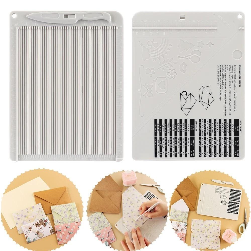 Plastic Paper Trimmer Scoring Board DIY Gift Box Letter Multi-purpose Mini Score Board with Measuring Grid
