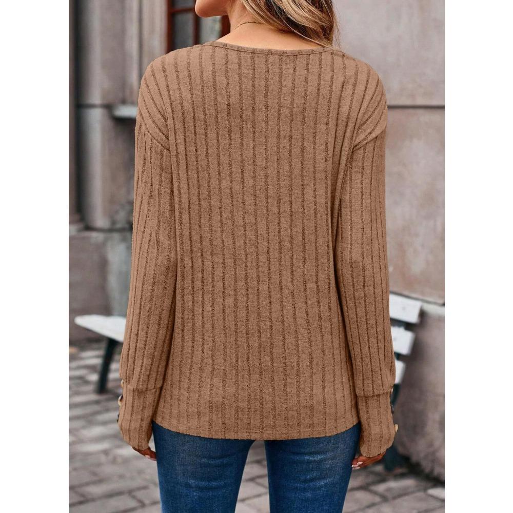 Women's Sweater Fall/Winter Casual Sweatshirt Women's Solid Color Top Long-Sleeve Crew Neck Patchwork Pullover Top T-Shirt