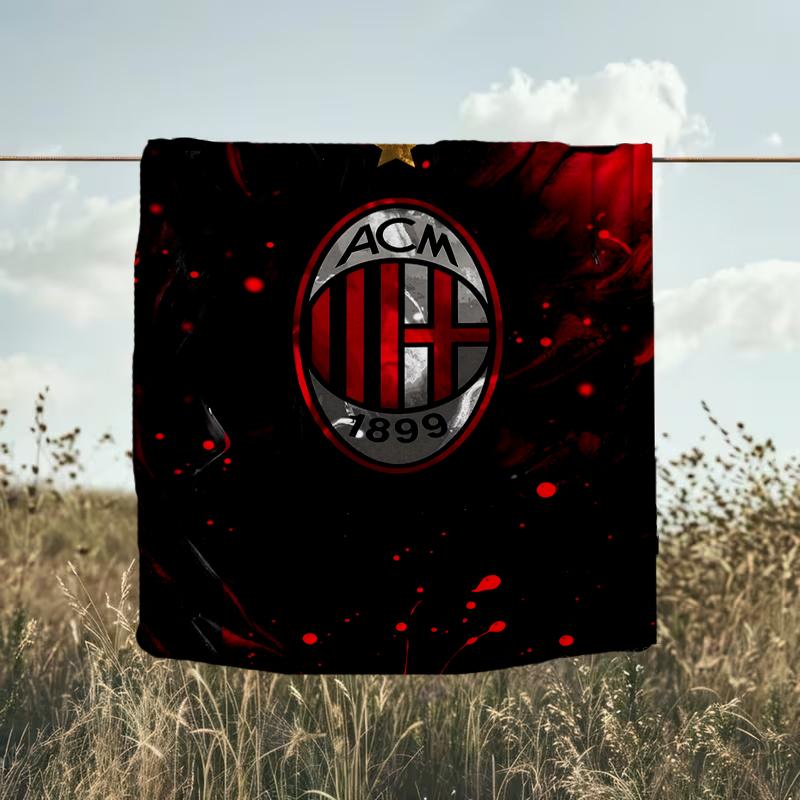1 Stück AC Mailand Fußballverein Aufdruck Weiche Flanelldecke Überwurf für Schlafzimmer Wohnzimmer Sofa Camping Reise Fan Geschenke Weihnachtsgeschenke