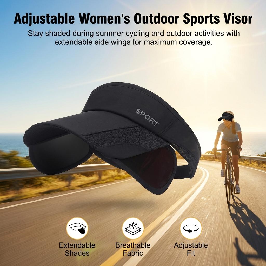 Women Sun Protect Visor Hat Outdoor Sports Adjustable Brim Summer Cycling Hiking