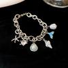 Beach Bracelet Imitation Pearls Shell Starfish Pendant Coastal Style Bracelet Lightweight Vacation Bracelet Jewelry Gift