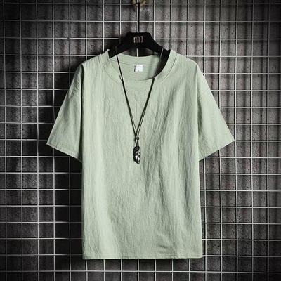 Men's Summer Trend Loose Cotton-Linen Blend Short Sleeve Solid T-shirt