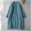 Chinese Style Women's Long Cotton Coat Standing Collar Buckle Autumn Winter Mid Length Warm Linen Quilted Jacket Z3891
