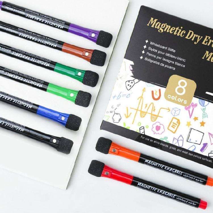 8 Pcs Whiteboard Markers Dry Wipe Pen Magnetic Dry Erases Marker Whiteboard Pen Foil Pen School Supplies