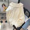 Xpabb Sweet Lace Floral Turndown Collar Shirt Woman Autumn Long Sleeve Loose Casual Blouse for Women Buttons Shirts