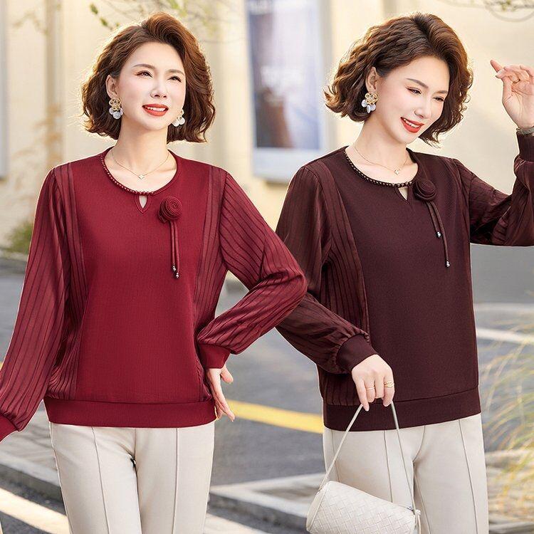 2026 Stylish Spring & Autumn Long-Sleeve Top for Middle-Aged & Elderly Women