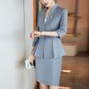 Women's Ruffle Trim Seven-Sleeve Blazer & Skirt Set