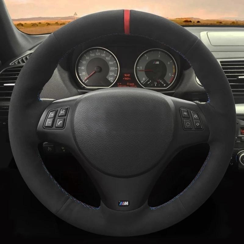 Ized Car Steering Wheel Cover Black Suede Steering Wheel Braid For BMW M Sport M3 E90 E91 E92 E93 E87 E81 E82 E88 X1 E84