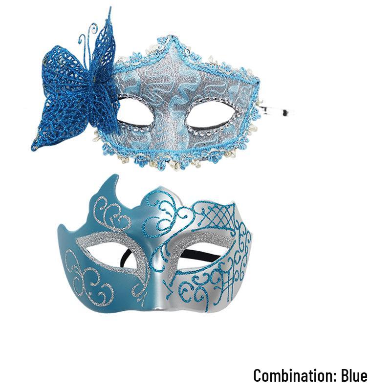 Elegant Black Painted Half-Face Mask for Halloween Masquerade – Men's Couples Edition