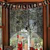 Atmungsaktiver Verandavorhang Halloween Gruseliges Fenster-Abschlussvorhang, Muster mit Totenkopf und Fledermaus Durchsichtiger Spitzenvorhang, Detaillierter Abschlussvorhang Lichtfilternd Gotisch für Wohn