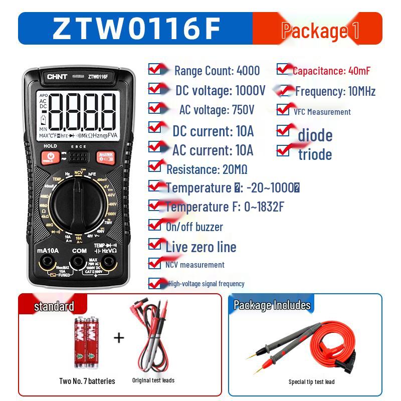 Chint High Precision Digital Multimeter: Anti-Burn, Portable, Multifunctional Tool for Electricians and Smart Watch Repair