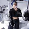 2024 Dark Style Dragon Pattern Women's Crop Top Sweatshirt - Hip Hop Loose Long Sleeve