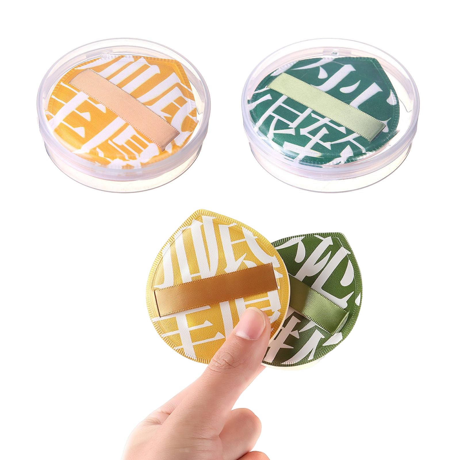 

CHANJIF Chacott Makeup Foundation Marshmallow Air Mat Thickened Puffs, 2-Piece Set, Sponge, Puff, Wet/Dry Use, Puff, Ultra-Soft Cotton, Yellow/Green