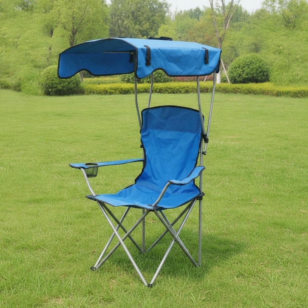 Folding Camping Chair with Canopy Foldable Carry Bag Portable for Beach Outings,
