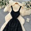 New Fall/Winter Sexy Spaghetti Strap Knitted Midi Dress for Women Elegant Sleeveless Hollow Out Embroidery Slim Sweater Dress