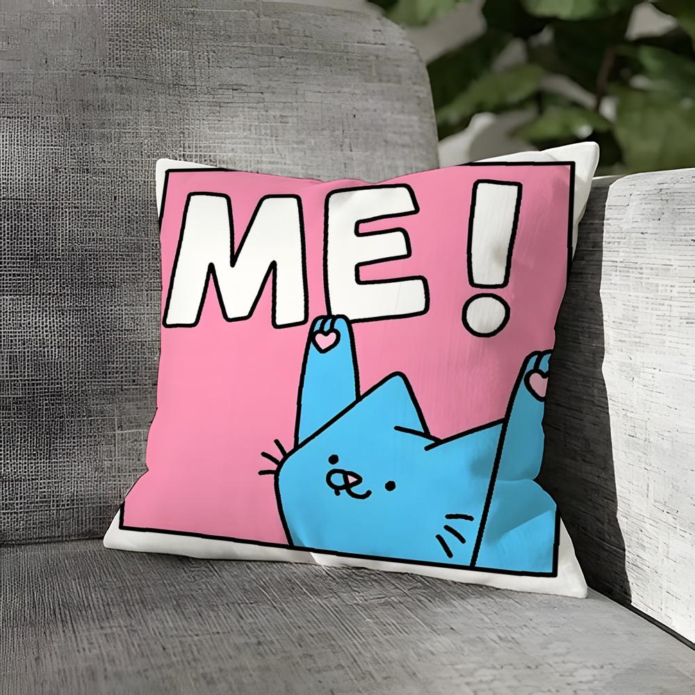 Cute Pink Cat Pattern Pillow Case Linen Pillows Case Cushions Case Sofa Pillows Case Decor Home