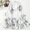 Fashion 160*50cm Chiffon Scarf Sunscreen Flower Print Shawl Silk Gradient Washable Long Wrap Shawl for Women