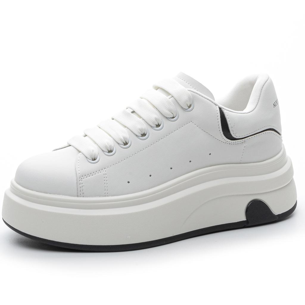 Customized McQueen Little White Shoes Women's Spring 2025 New Personalized Design Sense Thick Sole Heightening Sports and Leisure Shoes Women