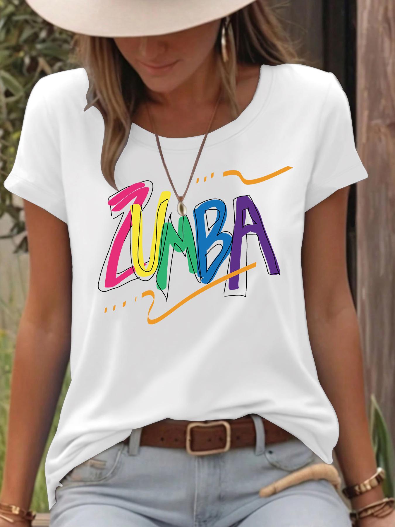 

Жіноча кольорова футболка вільного крою з короткими рукавами з принтом ZUMB M