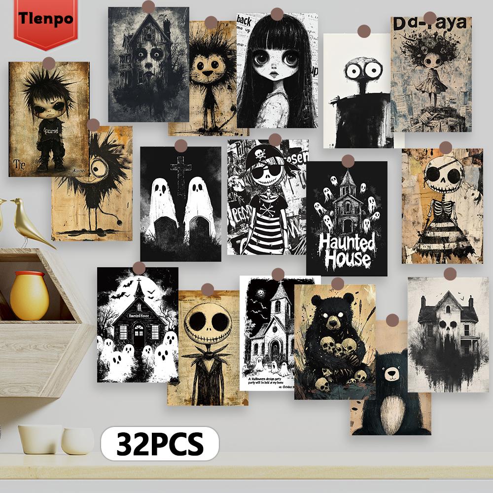 32pcs, abstract art postcards, wall stickers, mailing cards, greeting cards, DIY postcards, souvenir postcards, decorative items