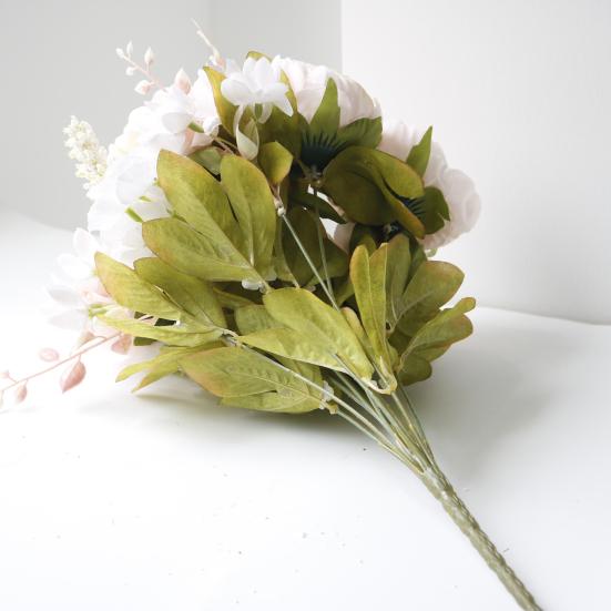 13 Heads Artificial Flower Silk Fabric Realistic Peony Bouquet with Soft Touch Home Wedding Display Office Decoration