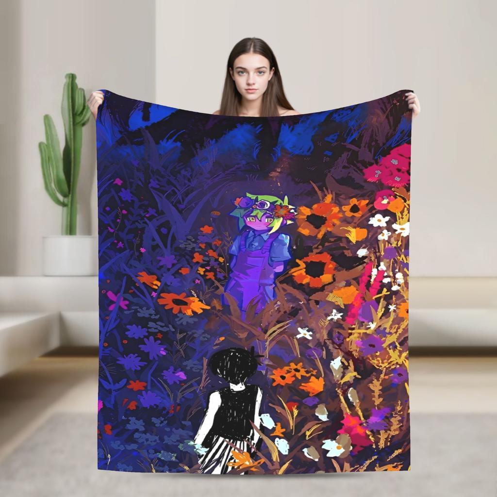 Anime Basil Omori Game Blanket  Warm Novelty Plush Throw Blanket For Home Decor Picnic Flannel Bedspread Bed Cover