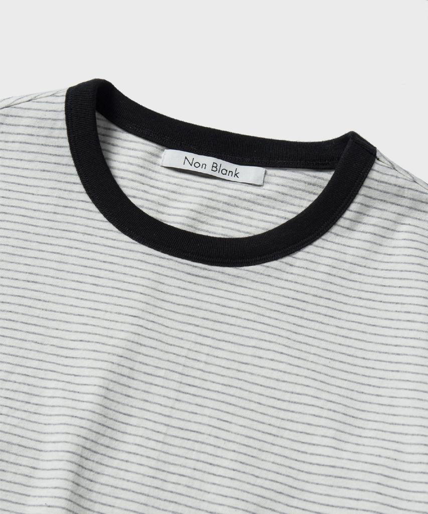 NONBLANK Striped Half T-Shirt_Melange Grey