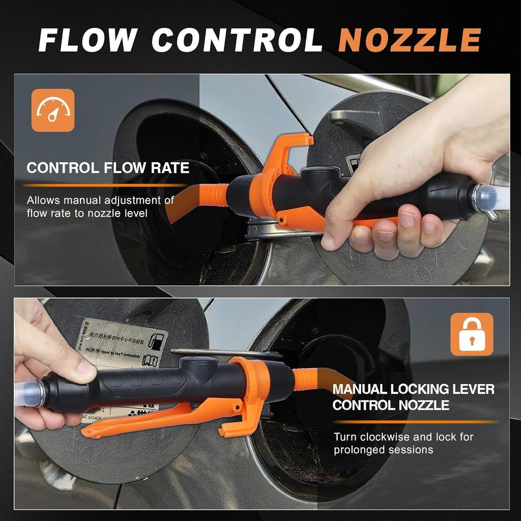 Portable Power Battery Pump, Fuel Transfer Pump Battery Operated Electric Siphon Pump For Gas, Fuel, Diesel, Water Transfer 2.4 GPM, Extra Long Hose,