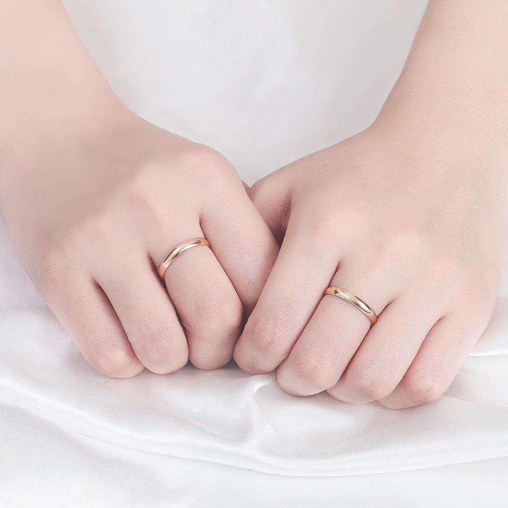 Inele de cuplu placate cu aur roz în stil coreean - bijuterii simple de dragoste pentru bărbați și femei